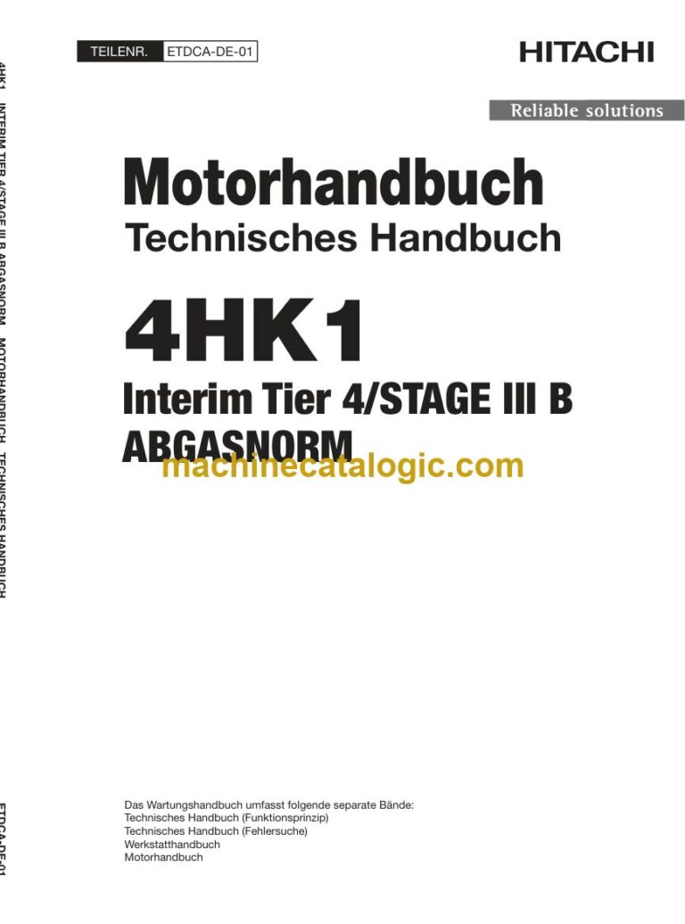 Hitachi 4HK1 Stufe IIIB / Tier 4i Motorhandbuch (Technisches Handbuch) (ETDCA-DE-01) – Deckblatt