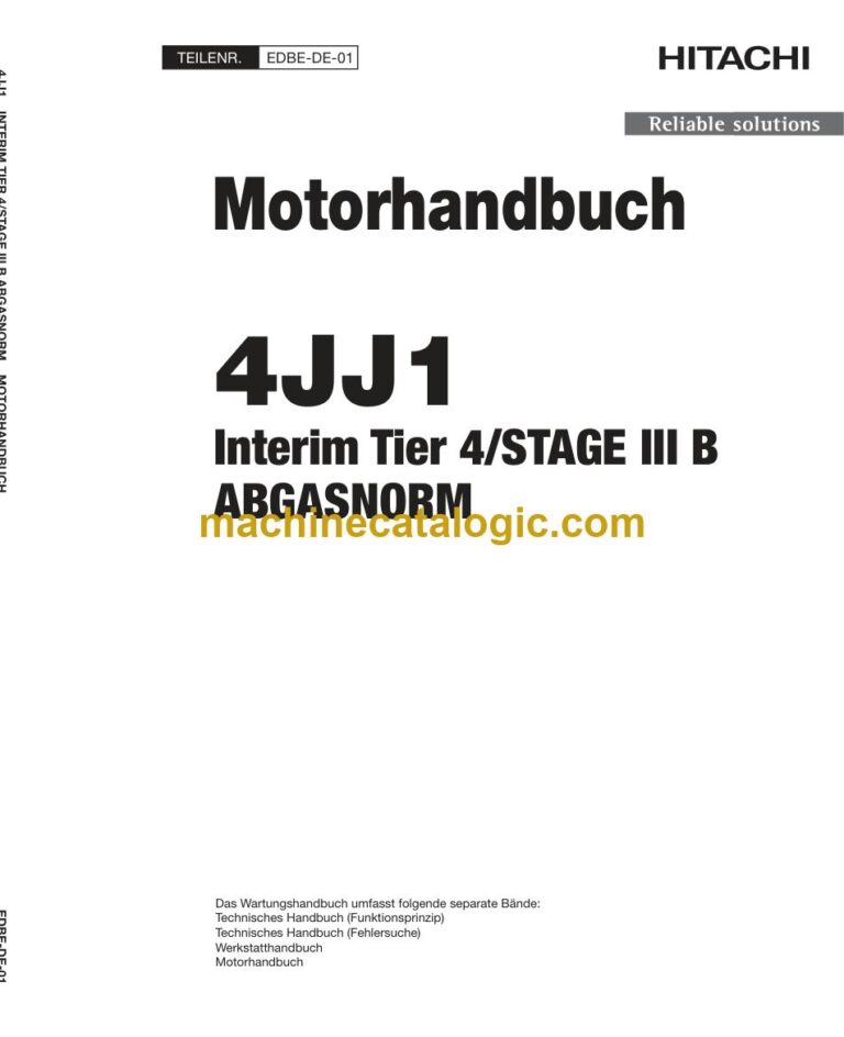 Hitachi 4JJ1 Stufe IIIB / Tier 4i Motorhandbuch (EDBE-DE-01) – Deckblatt