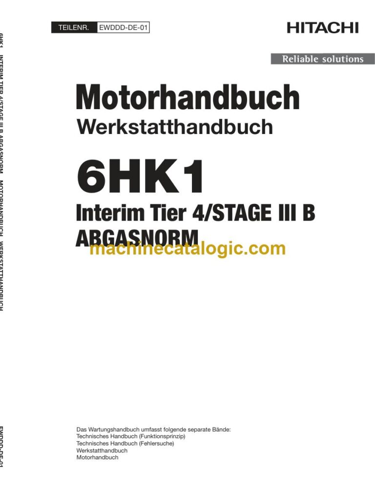 Hitachi 6HK1 Stufe IIIB / Tier 4i Motorhandbuch (Werkstatthandbuch) (EWDDD-DE-01) – Deckblatt