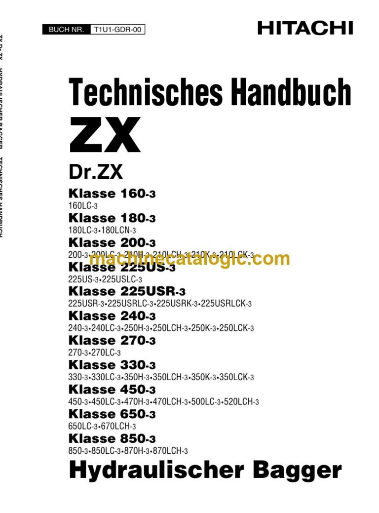 Hitachi Dr.ZX Diagnosesoftware ZX-3 Klasse Technisches Handbuch (T1U1-GDR-00) – Deckblatt