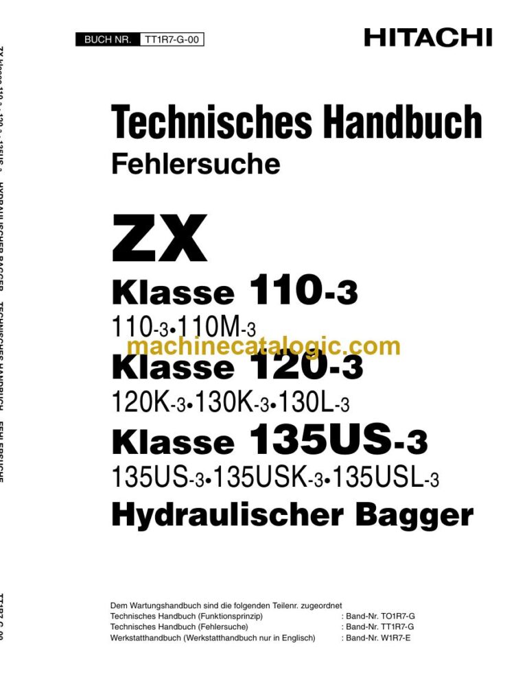 Hitachi ZX110-3, ZX120-3 Hydraulikbagger Technisches Handbuch (Fehlersuche) (TT1R7-G-00) – Deckblatt