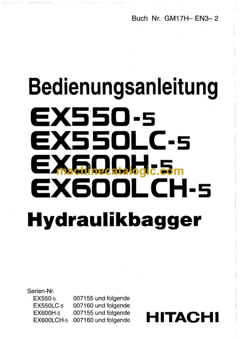 Hitachi EX600H-5, EX600LCH-5 Hydraulikbagger Betriebsanleitung (GM17H-EN3-2) – Deckblatt