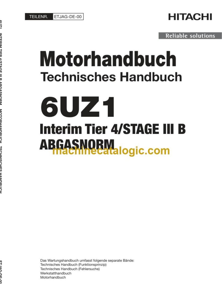 Hitachi 6UZ1 Stufe IIIB / Tier 4i Motorhandbuch (Technisches Handbuch) (ETJAG-DE-00) – Deckblatt