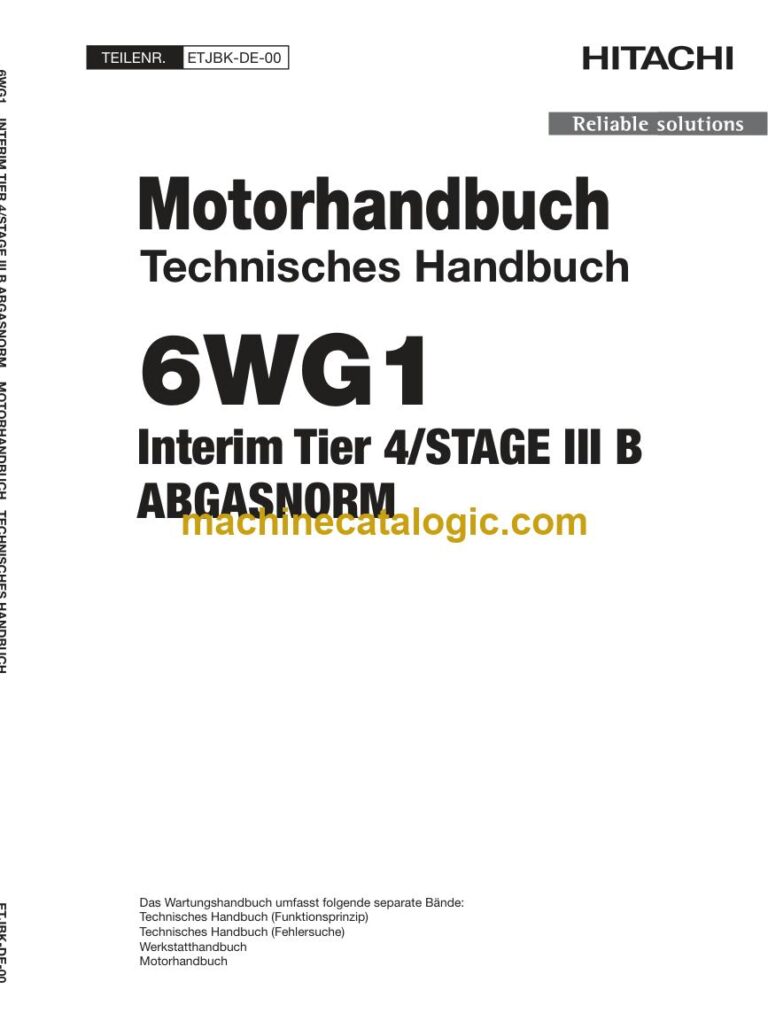 Hitachi 6WG1 Stufe IIIB / Tier 4i Motorhandbuch (Technisches Handbuch) (ETJBK-DE-00) – Deckblatt