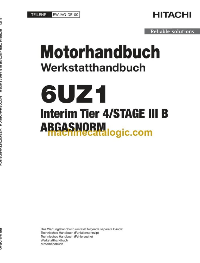 Hitachi 6UZ1 Stufe IIIB / Tier 4i Motorhandbuch (Werkstatthandbuch) (EWJAG-DE-00) – Deckblatt