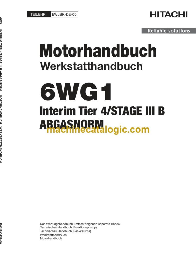 Hitachi 6WG1 Stufe IIIB / Tier 4i Motorhandbuch (Werkstatthandbuch) (EWJBK-DE-00) – Deckblatt