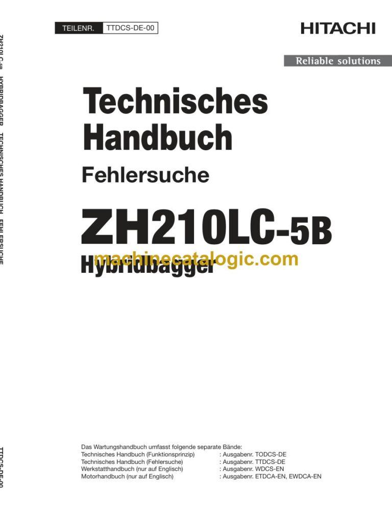 Hitachi ZH210-5B, ZH210LC-5B Hybridbagger Technisches Handbuch (Fehlersuche) (TTDCS-DE-00) – Deckblatt