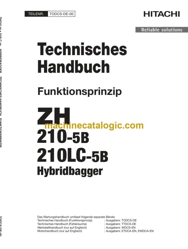 Hitachi ZH210-5B, ZH210LC-5B Hybridbagger Technisches Handbuch (Funktionsprinzip) (TODCS-DE-00) – Deckblatt