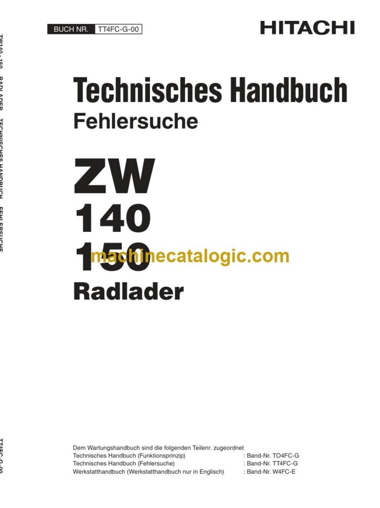 Hitachi ZW140, ZW150 Radlader Technisches Handbuch (Fehlersuche) (TT4FC-G-00) – Deckblatt