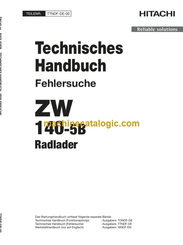 Hitachi ZW140-5B Radlader Technisches Handbuch (Fehlersuche) (TTNDF-DE-00) – Deckblatt