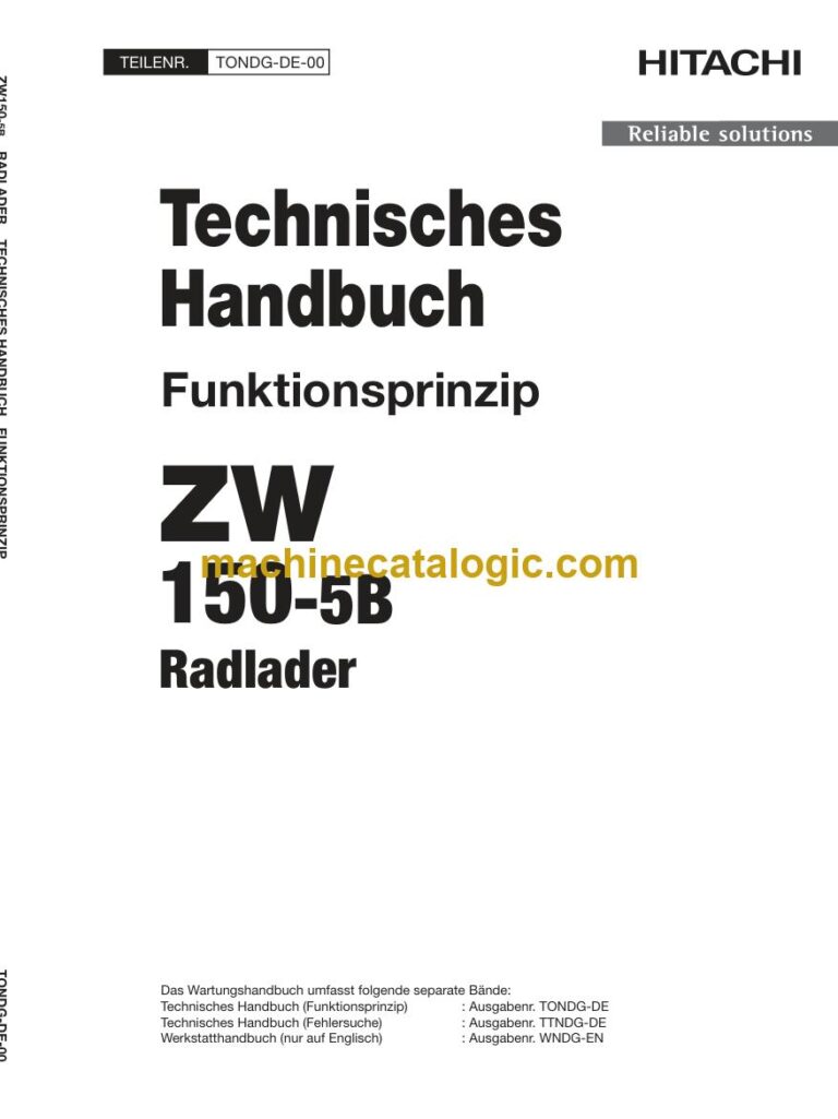 Hitachi ZW150-5B Radlader Technisches Handbuch (Funktionsprinzip) (TONDG-DE-00) – Deckblatt