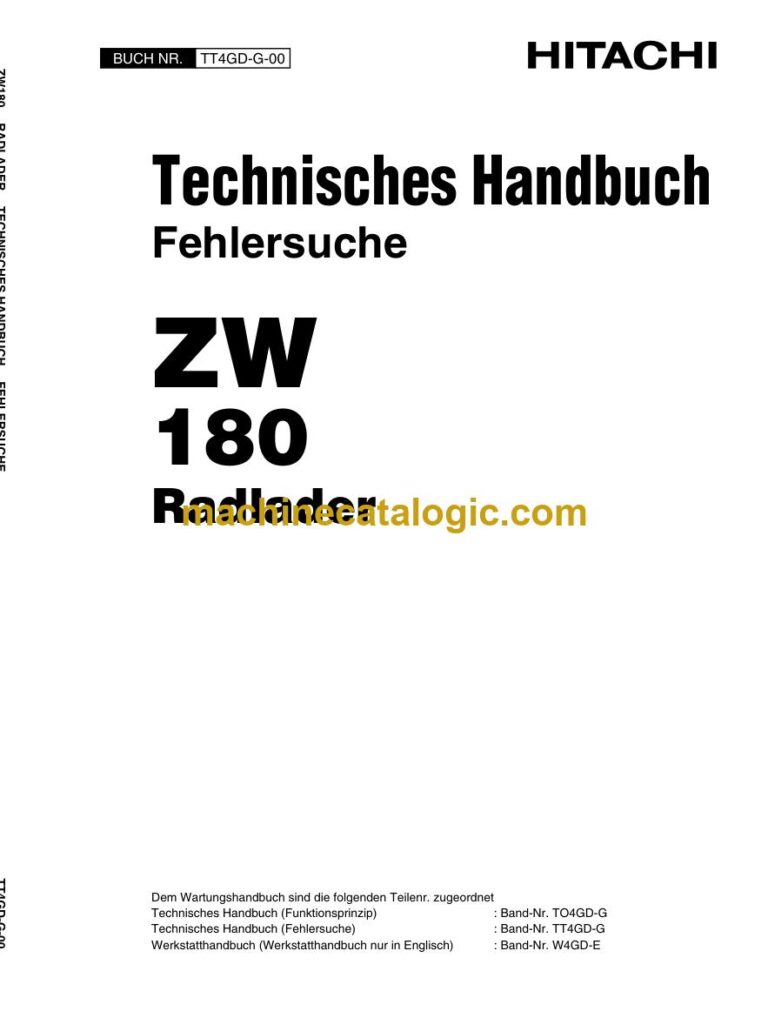 Hitachi ZW180 Radlader Technisches Handbuch (Fehlersuche) (TT4GD-G-00) – Deckblatt