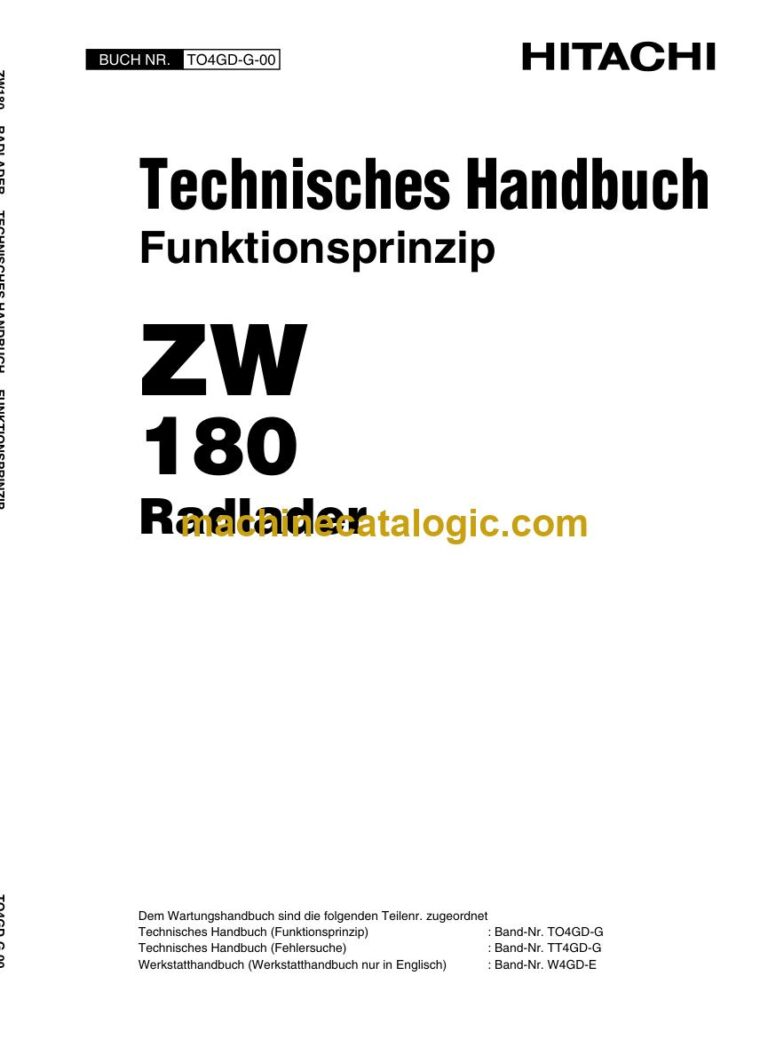 Hitachi ZW180 Radlader Technisches Handbuch (Funktionsprinzip) (TO4GD-G-00) – Deckblatt