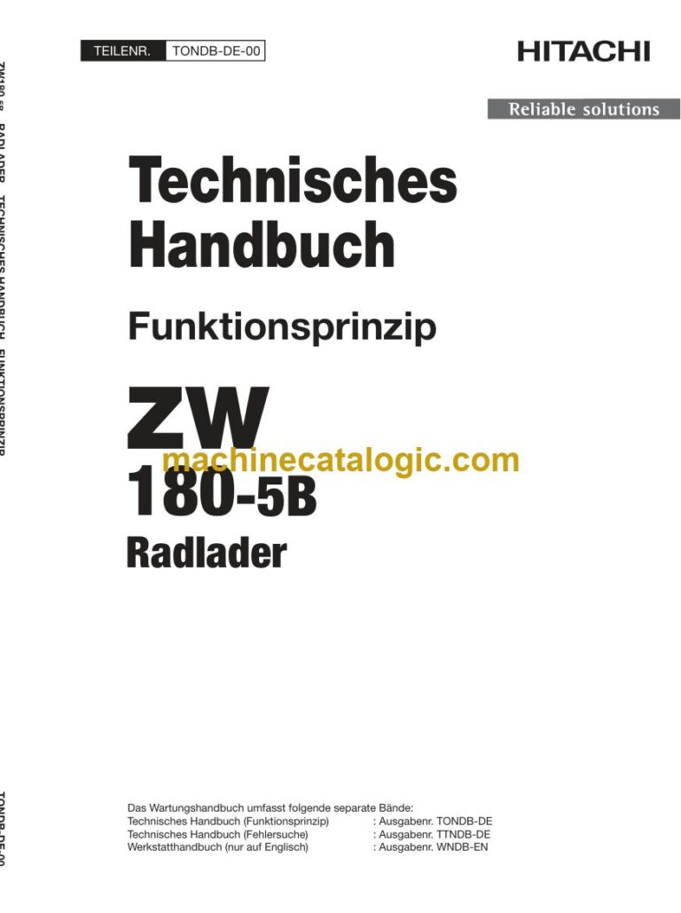 Hitachi ZW180-5B Radlader Technisches Handbuch (Funktionsprinzip) (TONDB-DE-00) – Deckblatt