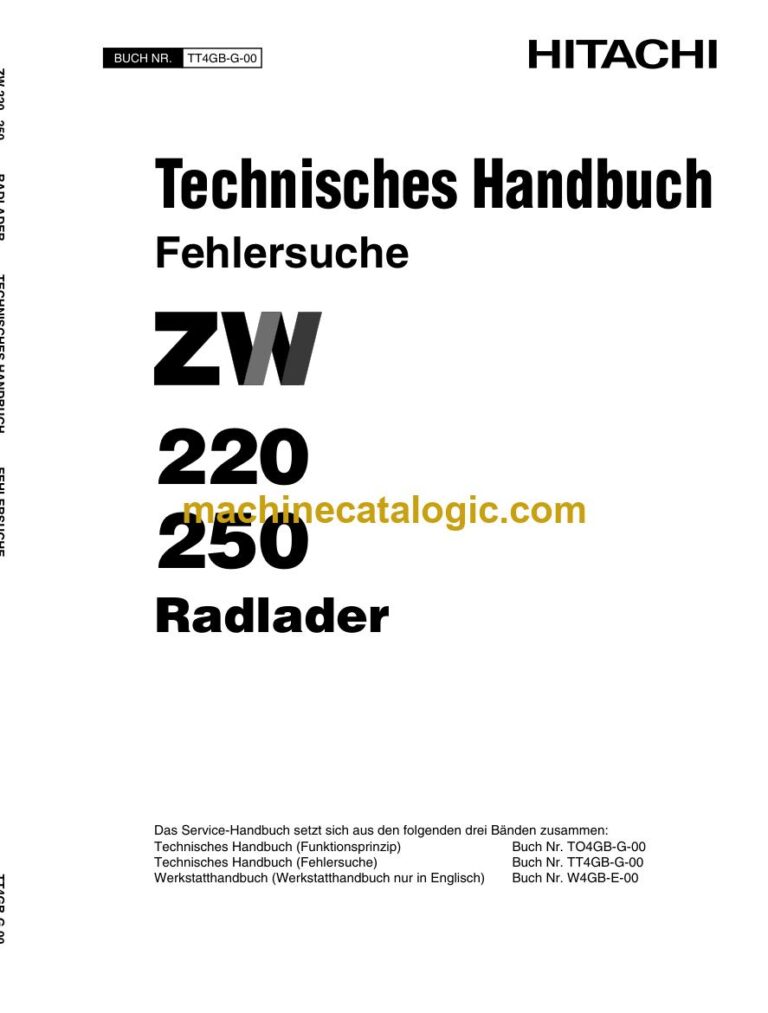 Hitachi ZW220, ZW250 Radlader Technisches Handbuch (Fehlersuche) (TT4GB-G-00) – Deckblatt