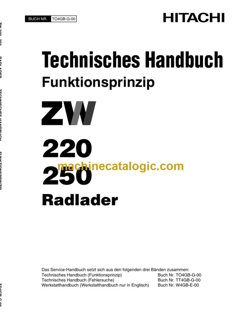 Hitachi ZW220, ZW250 Radlader Technisches Handbuch (Funktionsprinzip) (TO4GB-G-00) – Deckblatt