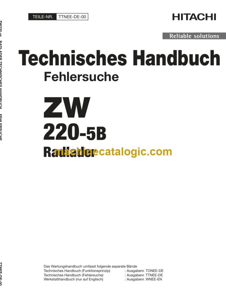 Hitachi ZW220-5B Radlader Technisches Handbuch (Fehlersuche) (TTNEE-DE-00) – Deckblatt