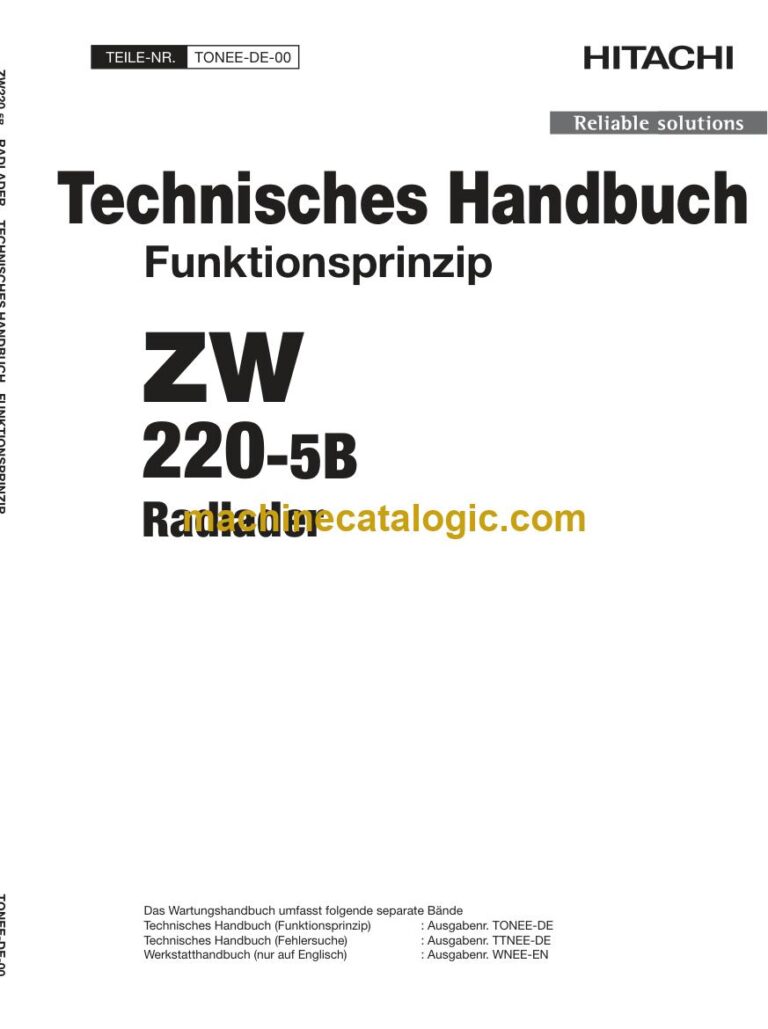 Hitachi ZW220-5B Radlader Technisches Handbuch (Funktionsprinzip) (TONEE-DE-00) – Deckblatt