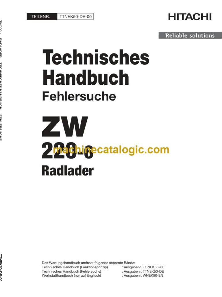 Hitachi ZW220-6 Radlader Technisches Handbuch (Fehlersuche) (TTNEK50-DE-00) – Deckblatt