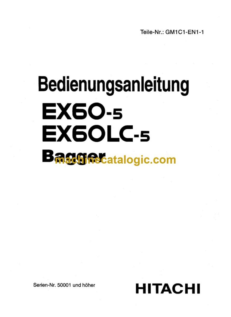 Hitachi EX60-5, EX60LC-5 Hydraulikbagger Betriebsanleitung (GM1C1-EN1-1) – Deckblatt
