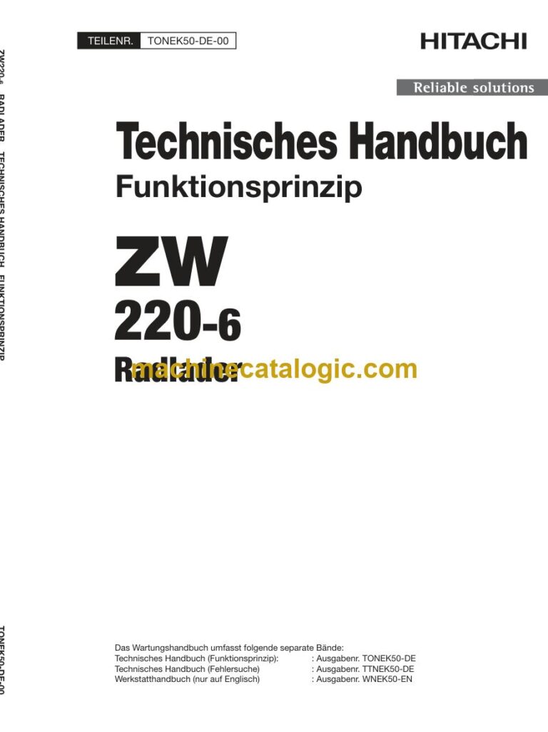 Hitachi ZW220-6 Radlader Technisches Handbuch (Funktionsprinzip) (TONEK50-DE-00) – Deckblatt