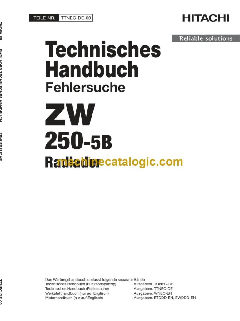 Hitachi ZW250-5B Radlader Technisches Handbuch (Fehlersuche) (TTNEC-DE-00) – Deckblatt
