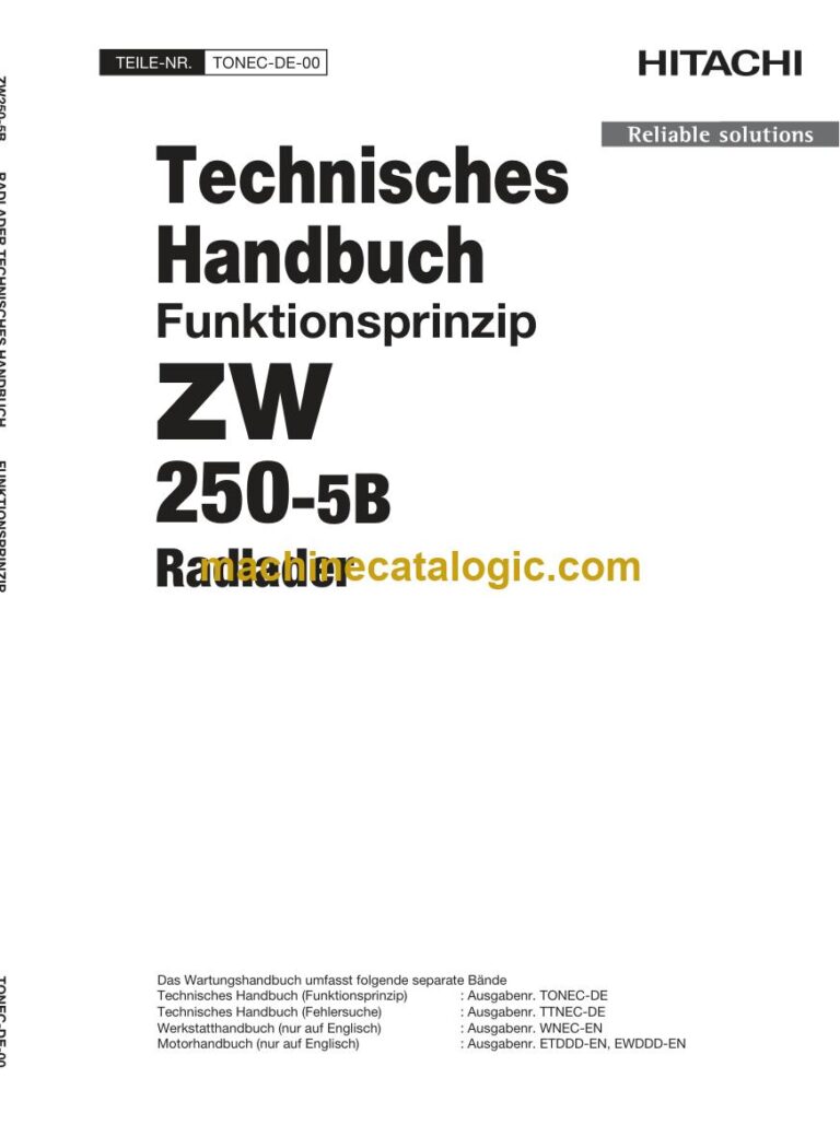 Hitachi ZW250-5B Radlader Technisches Handbuch (Funktionsprinzip) (TONEC-DE-00) – Deckblatt