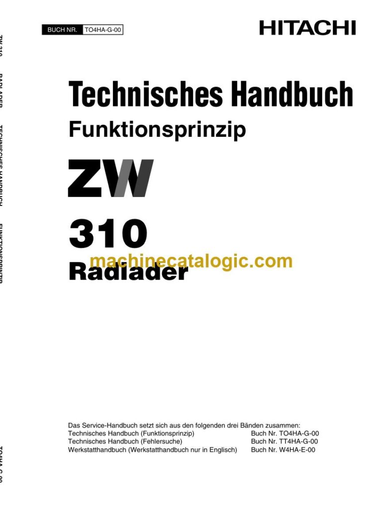 Hitachi ZW310 Radlader Technisches Handbuch (Funktionsprinzip) (TO4HA-G-00) – Deckblatt