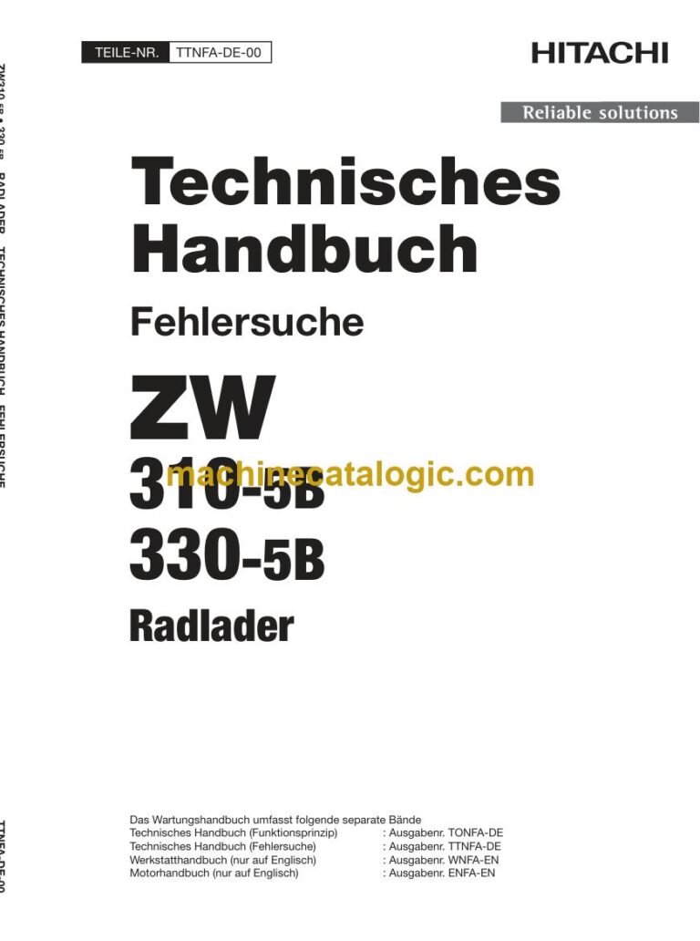 Hitachi ZW310-5B, ZW330-5B Radlader Technisches Handbuch (Fehlersuche) (TTNFA-DE-00) – Deckblatt