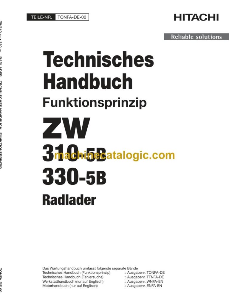 Hitachi ZW310-5B, ZW330-5B Radlader Technisches Handbuch (Funktionsprinzip) (TONFA-DE-00) – Deckblatt