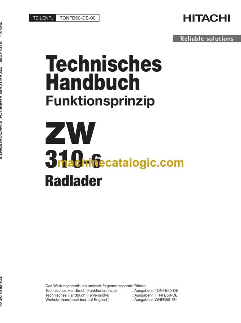 Hitachi ZW310-6 Radlader Technisches Handbuch (Funktionsprinzip) (TONFB50-DE-00) – Deckblatt