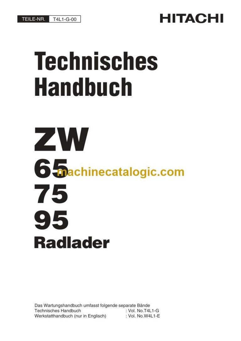 Hitachi ZW95 Radlader Technisches Handbuch (T4L1-G-00) – Deckblatt