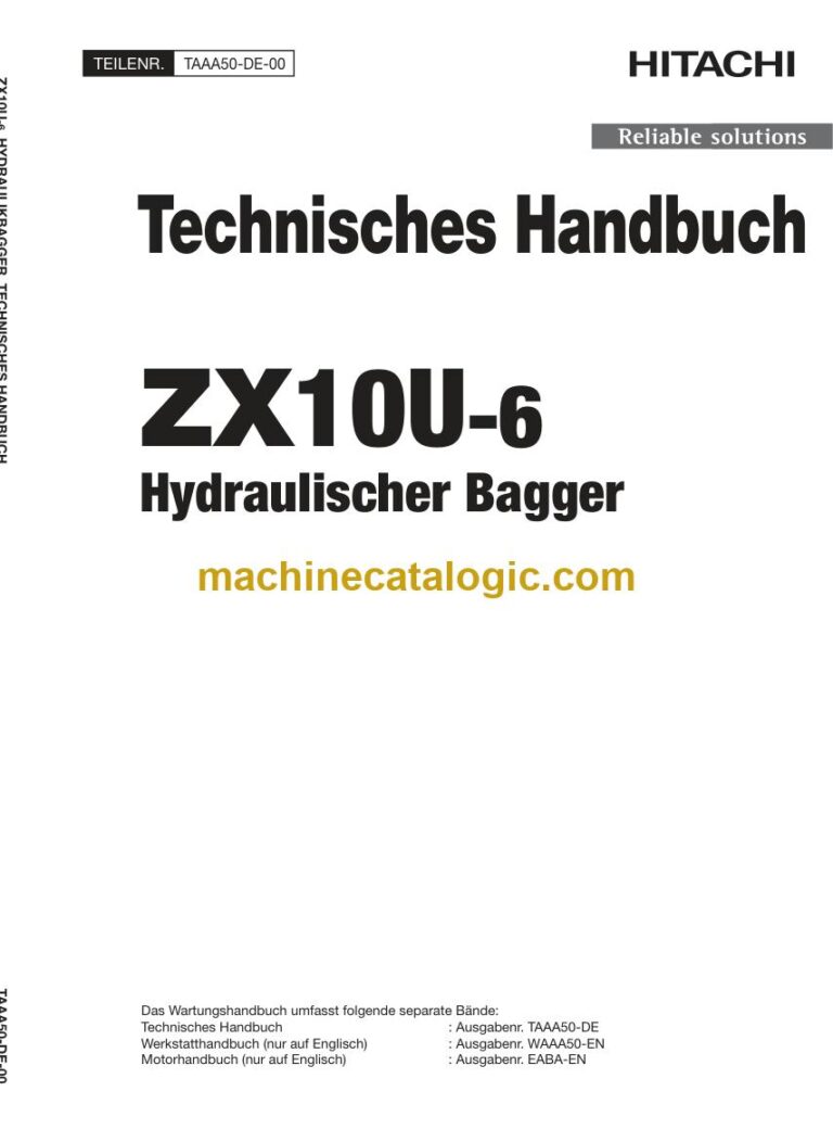 Hitachi ZX10U-6 Hydraulikbagger Technisches Handbuch (TAAA50-DE-00) – Deckblatt