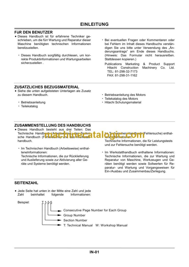 Hitachi ZX120, ZX120-E Hydraulikbagger Technisches Handbuch (Fehlersuche) (TT-187G-02) – Deckblatt