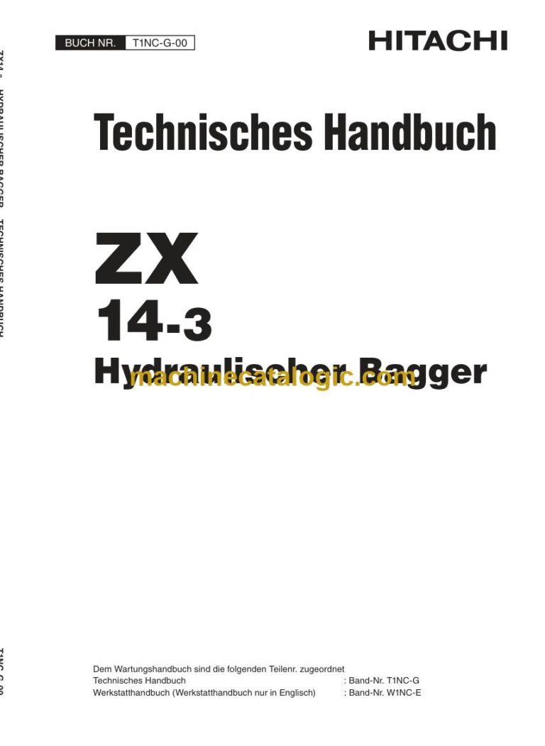 Hitachi ZX14-3 Hydraulikbagger Technisches Handbuch (T1NC-G-00) – Deckblatt