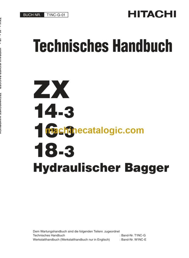 Hitachi ZX14-3, ZX16-3 Hydraulikbagger Technisches Handbuch (T1NC-G-01) – Deckblatt