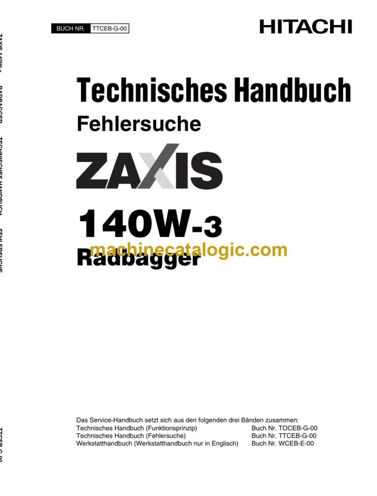 Hitachi ZX140W-3 Radbagger Technisches Handbuch (Fehlersuche) (TTCEB-G-00) – Deckblatt