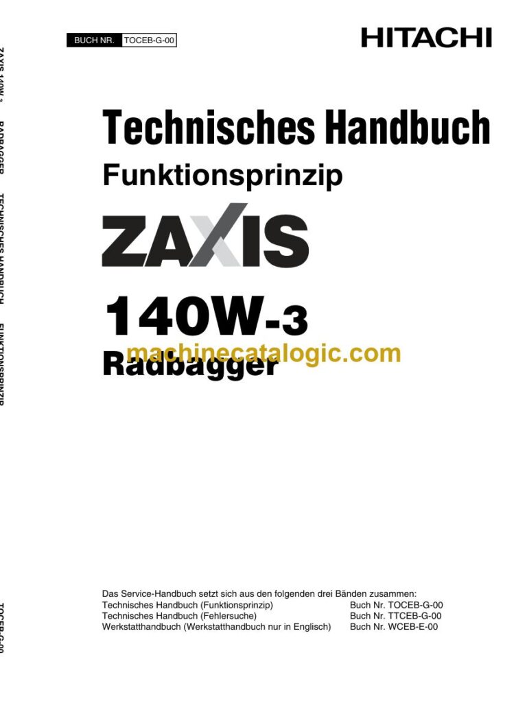 Hitachi ZX140W-3 Radbagger Technisches Handbuch (Funktionsprinzip) (TOCEB-G-00) – Deckblatt