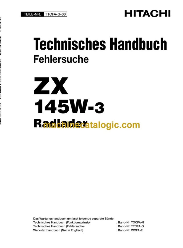 Hitachi ZX145W-3 Radbagger Technisches Handbuch (Fehlersuche) (TTCFA-G-00) – Deckblatt