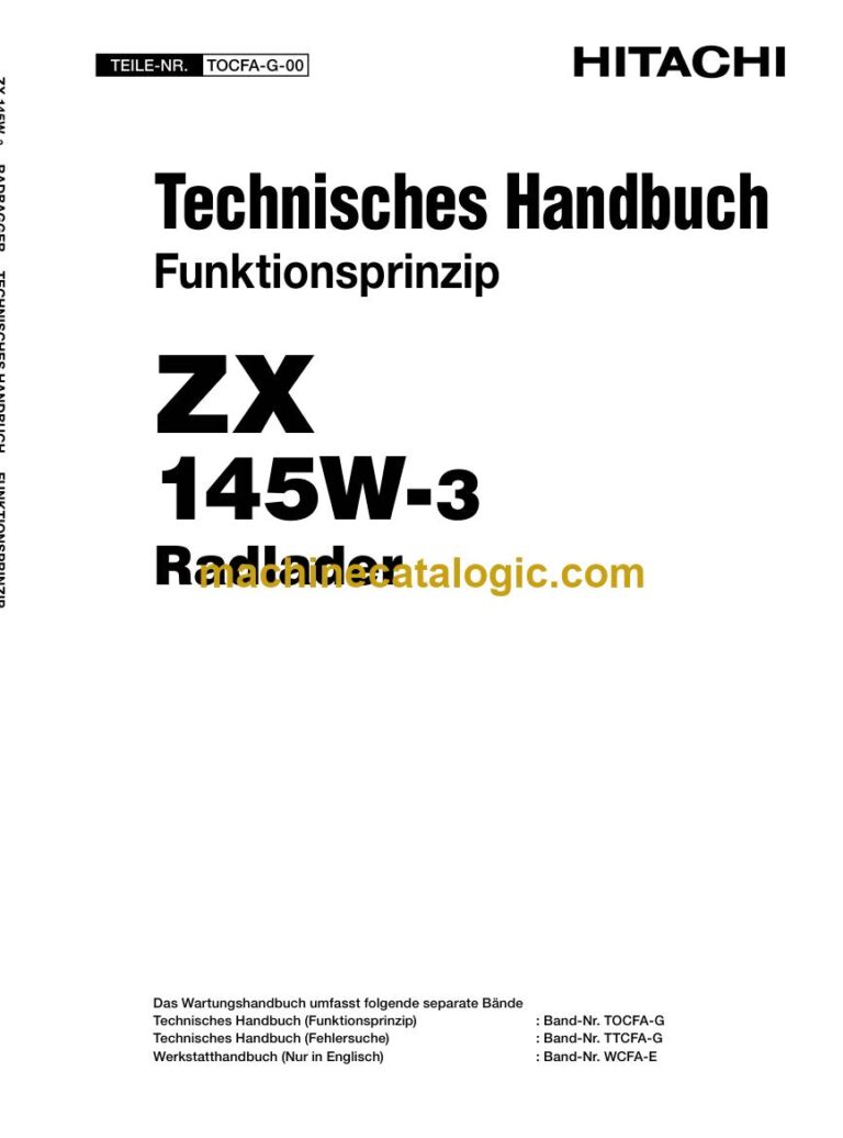 Hitachi ZX145W-3 Radbagger Technisches Handbuch (Funktionsprinzip) (TOCFA-G-00) – Deckblatt
