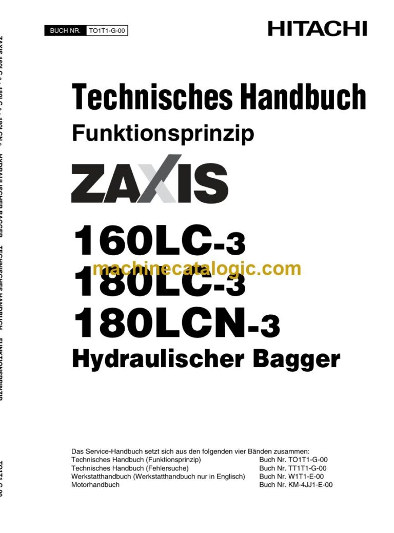 Hitachi ZX160LC-3 Hydraulikbagger Technisches Handbuch (Funktionsprinzip) (TO1T1-G-00) – Deckblatt
