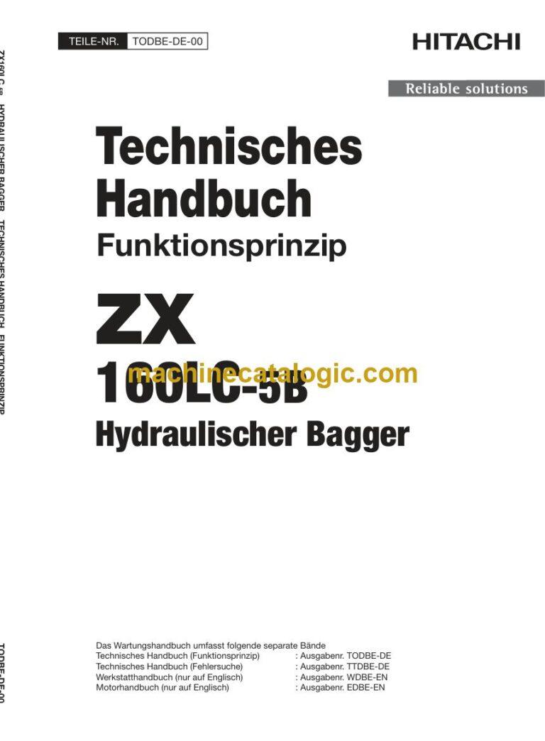 Hitachi ZX160LC-5B Hydraulikbagger Technisches Handbuch (Funktionsprinzip) (TODBE-DE-00) – Deckblatt