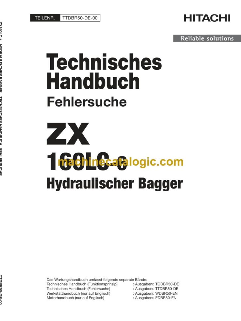 Hitachi ZX160LC-6 Hydraulikbagger Technisches Handbuch (Fehlersuche) (TTDBR50-DE-00) – Deckblatt