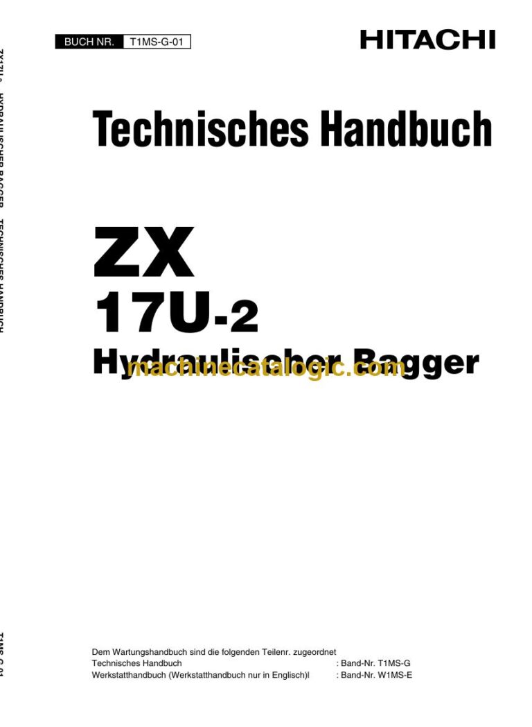 Hitachi ZX17U-2 Hydraulikbagger Technisches Handbuch (T1MS-G-01) – Deckblatt