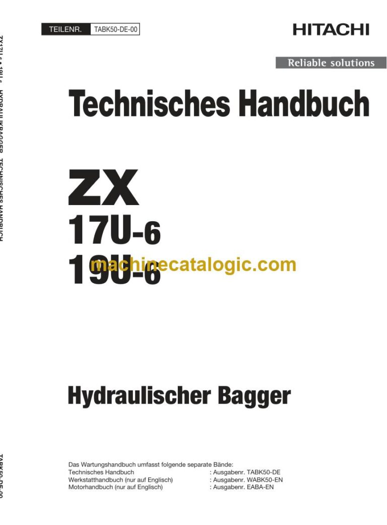 Hitachi ZX17U-6, ZX19U-6 Hydraulikbagger Technisches Handbuch (TABK50-DE-00) – Deckblatt