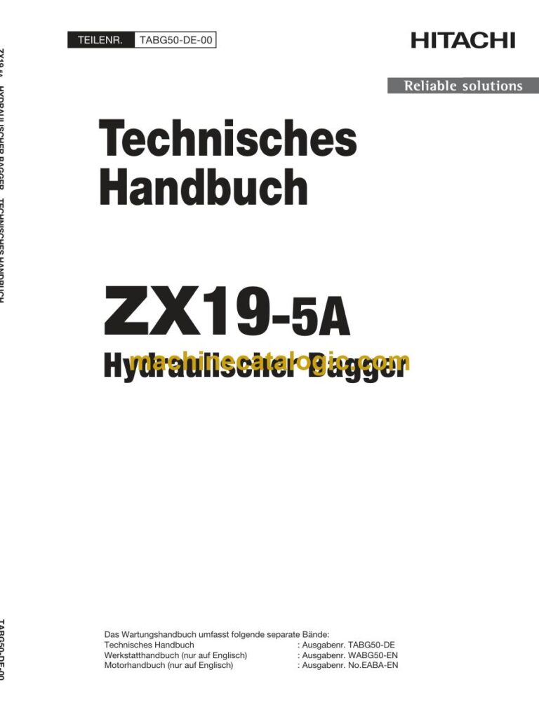 Hitachi ZX19-5A Hydraulikbagger Technisches Handbuch (TABG50-DE-00) – Deckblatt