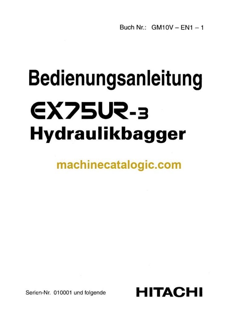 Hitachi EX75UR-3 Hydraulikbagger Betriebsanleitung (GM10V-EN1-1) – Deckblatt