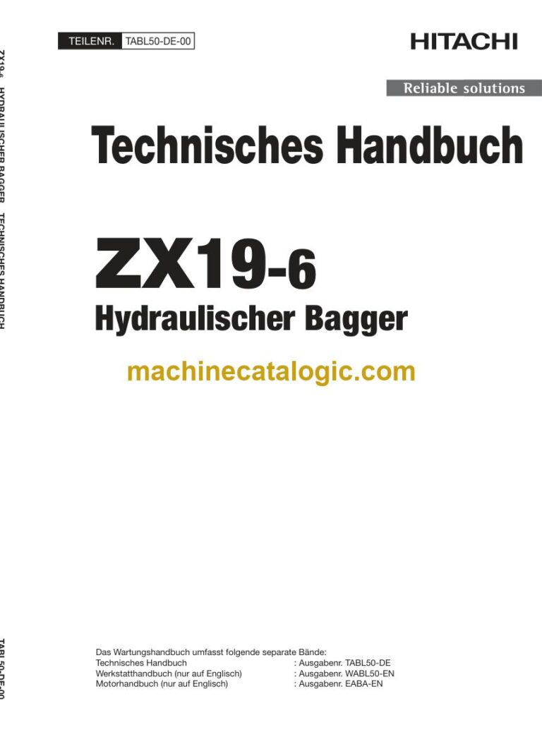 Hitachi ZX19-6 Hydraulikbagger Technisches Handbuch (TABL50-DE-00) – Deckblatt