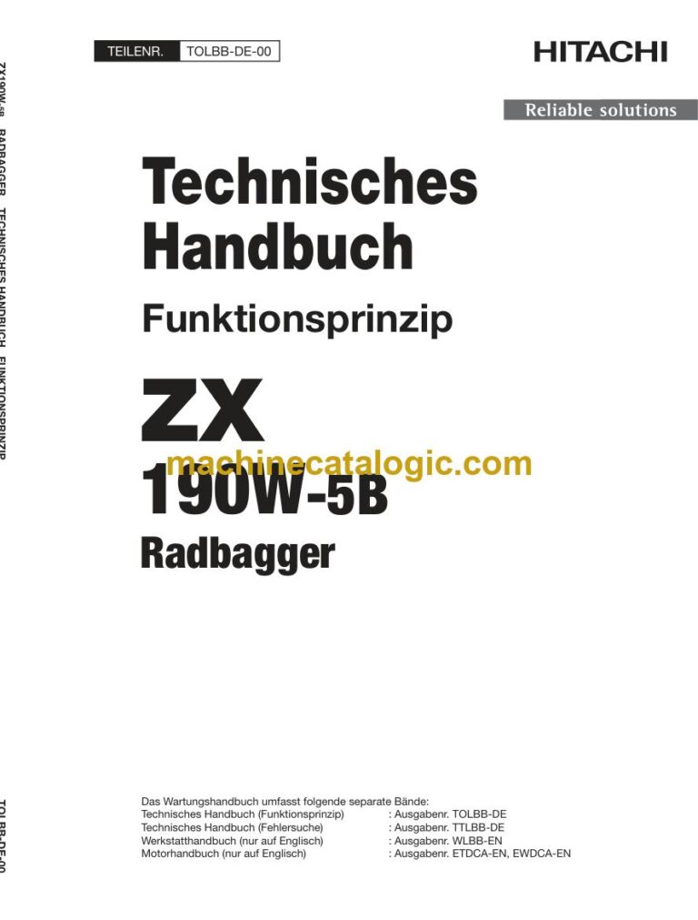 Hitachi ZX190W-5B Radbagger Technisches Handbuch (Funktionsprinzip) (TOLBB-DE-00) – Deckblatt