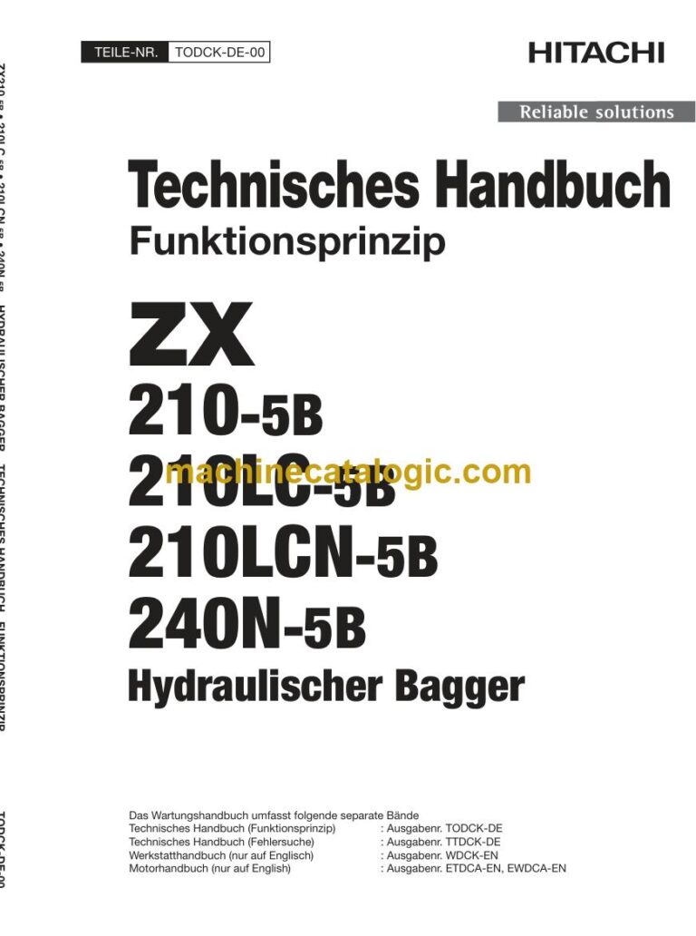 Hitachi ZX240N-5B Hydraulikbagger Technisches Handbuch (Funktionsprinzip) (TODCK-DE-00) – Deckblatt
